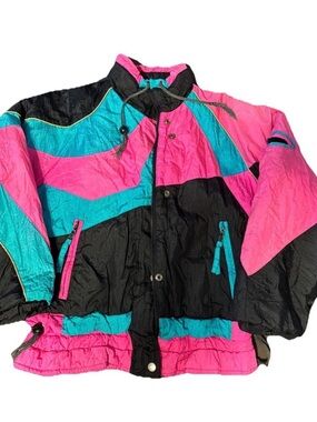 Source Unknown Kids Colorblock Puffer Jacket - Black, Pink & Teal